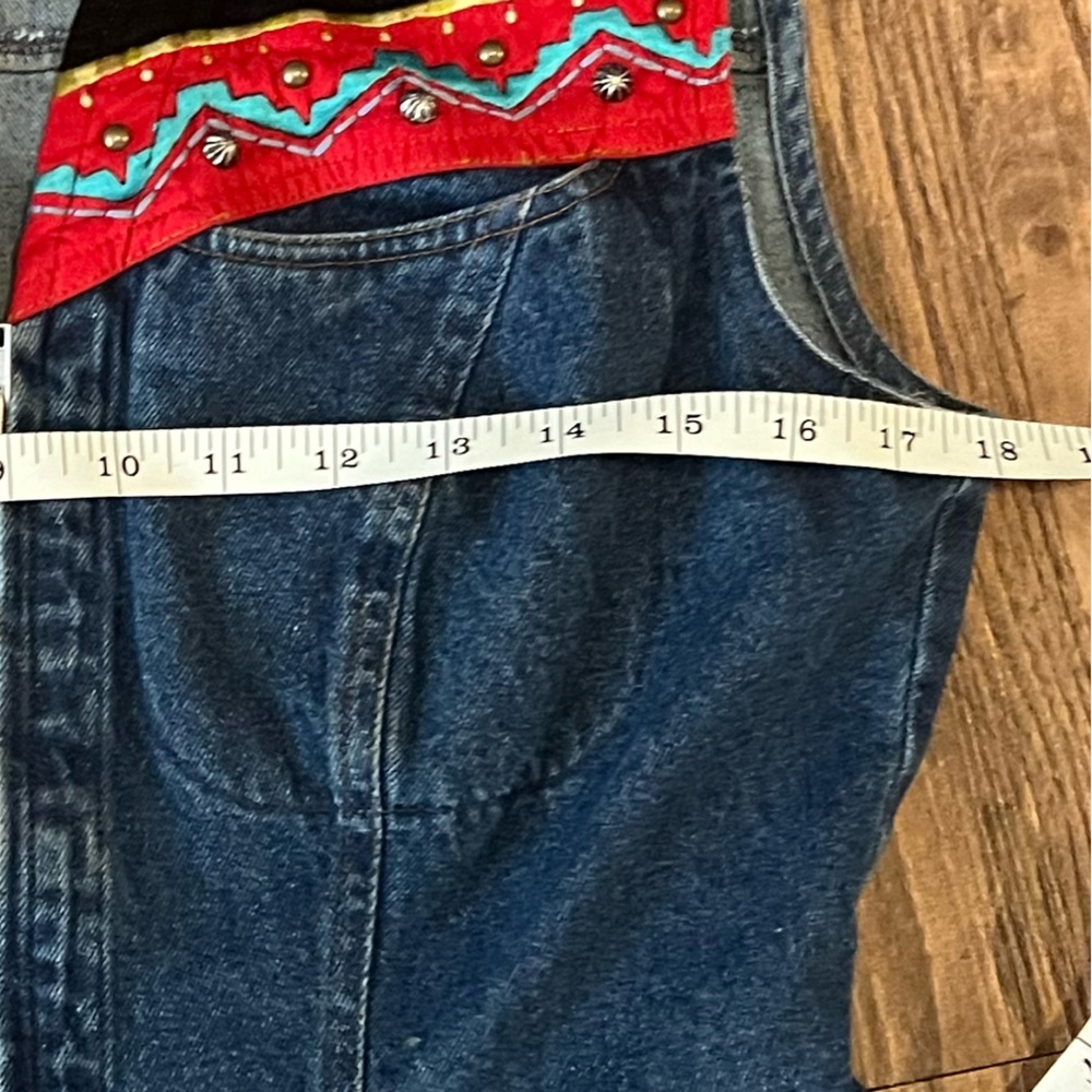 HAIRSTON ROBERSON Ropa Medium Embroidered Velvet Denim Western Vest Vintage - Picture 7 of 11